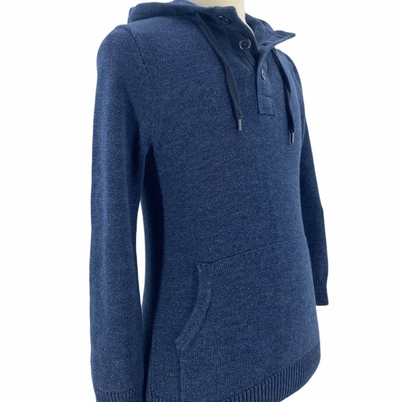 H&M LOGG Men's Navy Blue Thick Warm Knitted Hoodie - Picture 3 of 5